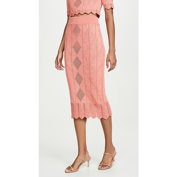 Revolve NWOT Victor Glemaud Pointelle Short Sleeve Top and Skirt Set in orange - Picture 7 of 16